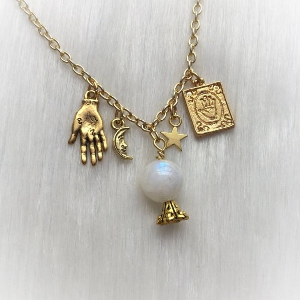 Colar feminino com pendentes G796 dourado