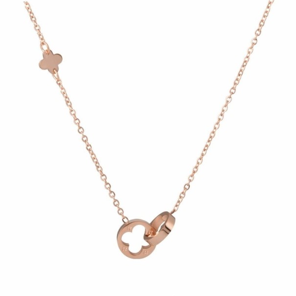 Colar feminino de anéis interligados rosa velho 1