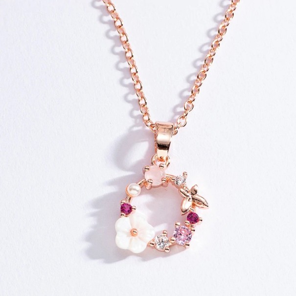 Colar feminino em forma de círculo rosa velho