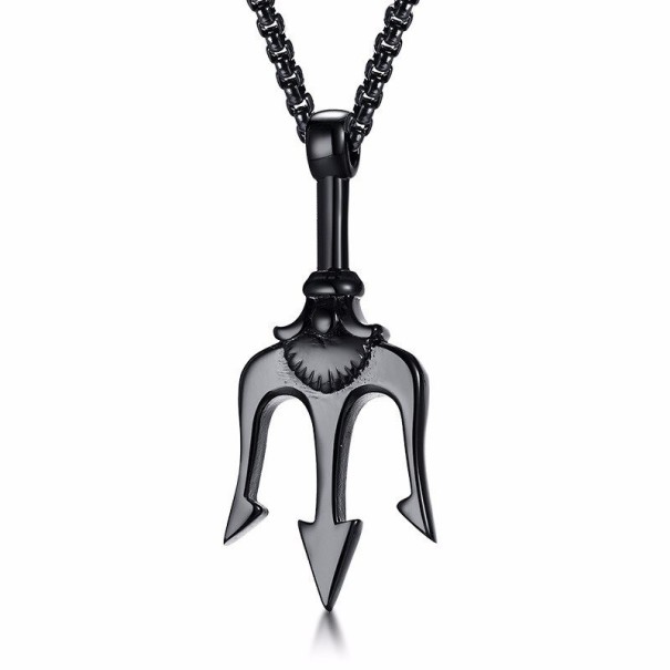 Colar Masculino Tridente de Netuno preto