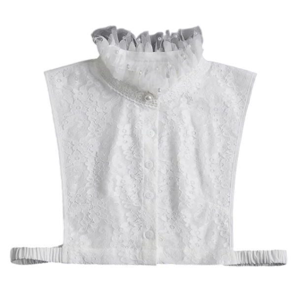 Colarinho falso para mulheres Colarinho alto Renda Colarinho decorativo removível Acessório elegante para suéter blusa vestido branco