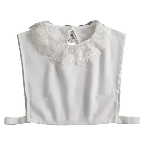Colarinho falso para mulheres deitado com rendas Colarinho removível elegante Colarinho decorativo para suéter blusa vestidos Acessório romântico branco
