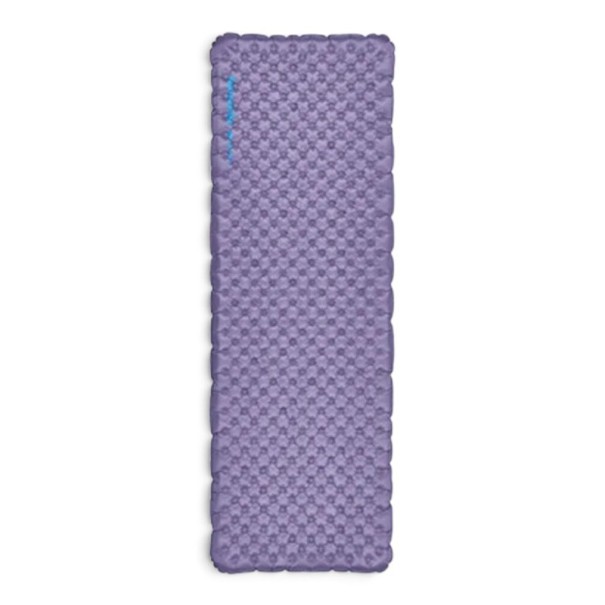 Colchoneta inflable 196 x 64 x 8 cm R-valor 5,8 Diseño alargado y ampliado Hasta -20 °C Tamaño plegado 13 x 22 cm Con bolsa inflable morado