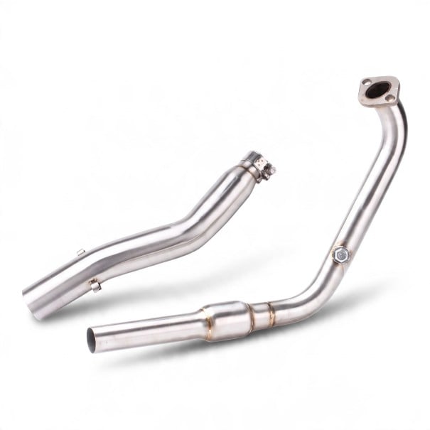 Colector de escape Yamaha MT15 y R15 V3 V4 2017–2024 Acero inoxidable Cabeza de escape de dos piezas con abrazadera Plateado Para silenciador final 1