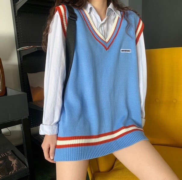 Colete de malha feminino A2349 azul