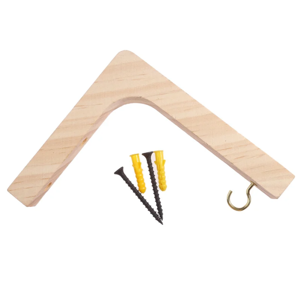 Colgador de pared de madera para plantas de 14,7 x 12,7 cm con gancho de metal Capacidad de carga 4,5 kg Decoración de pared rústica Tornillos y tacos 1
