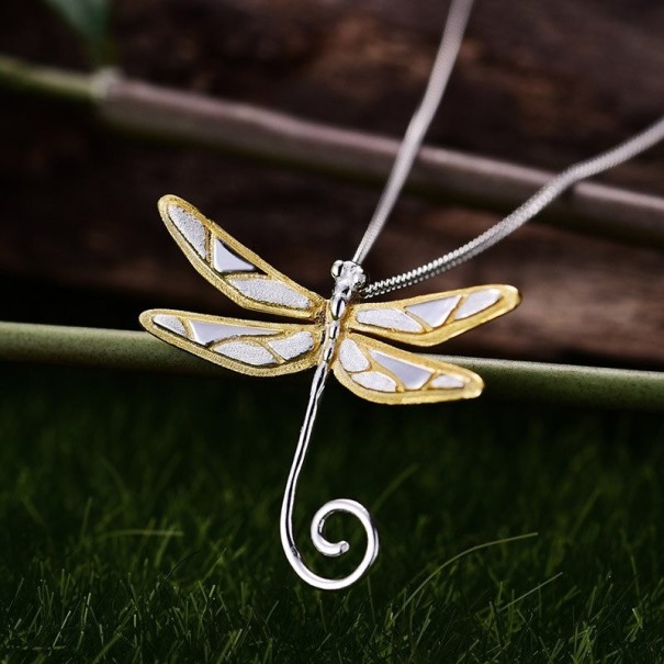 Colgante de libélula para mujer D795 plateado