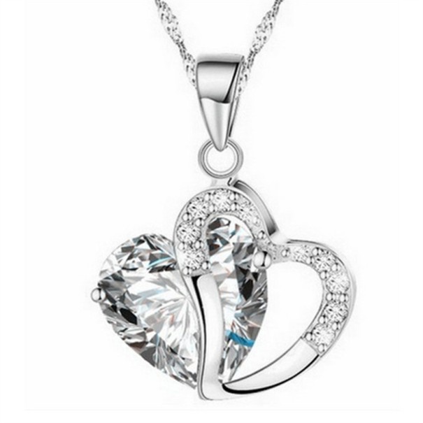 Colgante mujer 2 Corazones J847 blanco