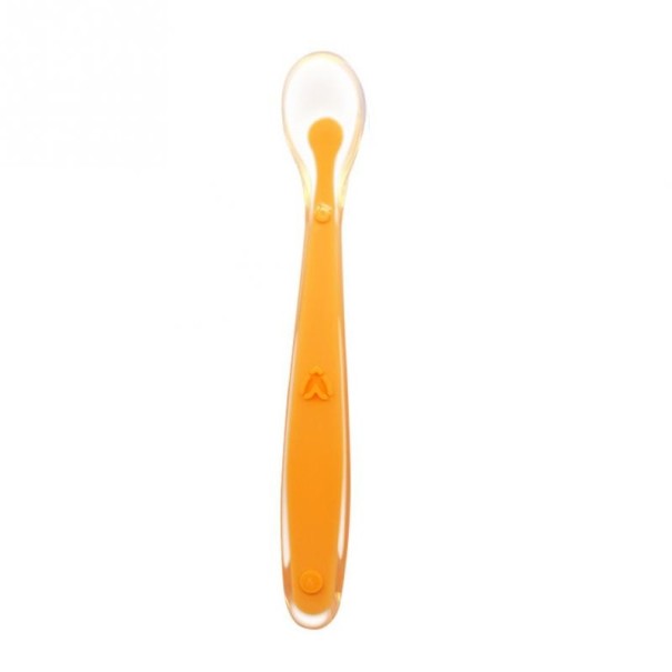 Colher de silicone para bebés laranja