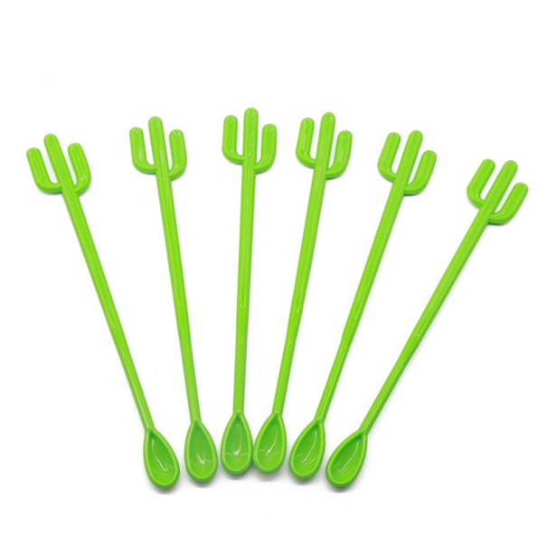 Colheres de cocktail com cacto 6 un verde 2