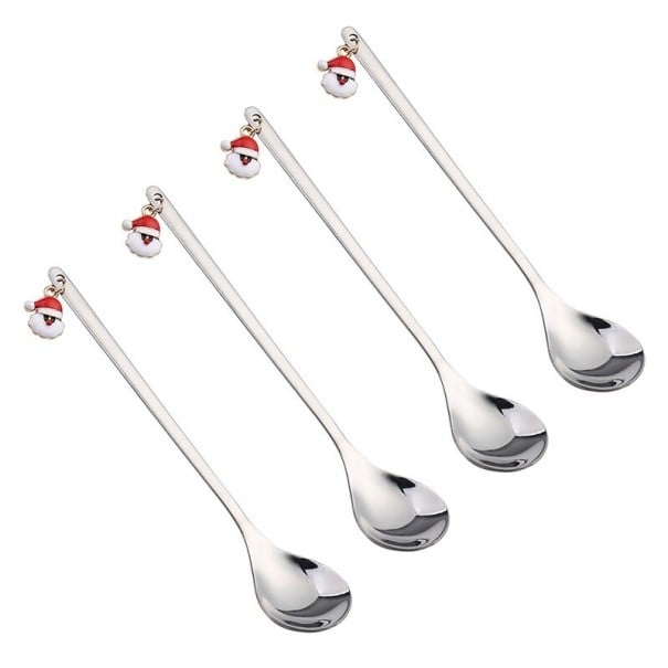 Colheres de Natal Santa Claus 4 pcs prateado