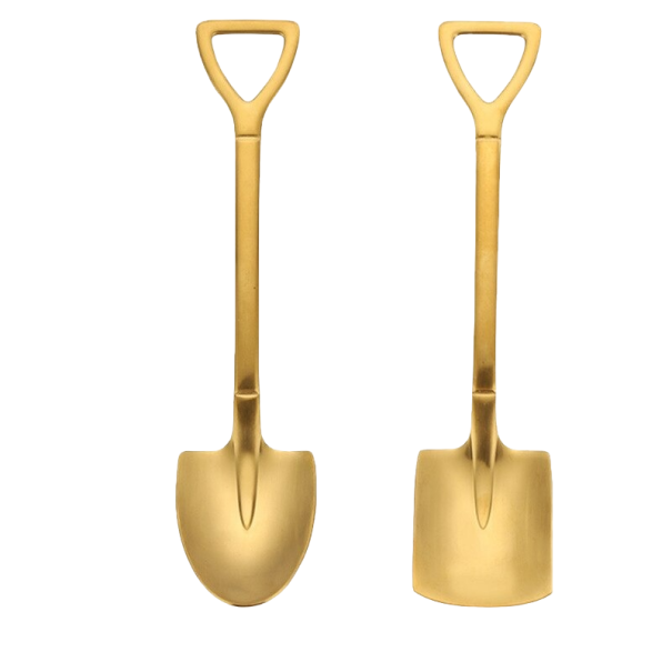 Colheres em forma de pá e enxada 2 pcs dourado