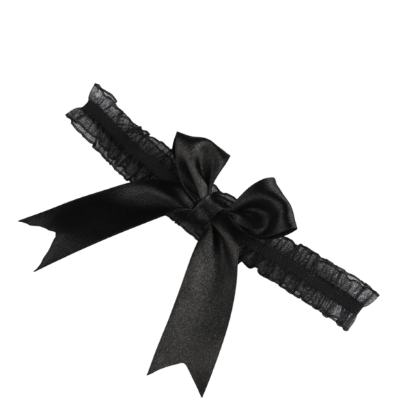 Colier choker pentru femei cu fundiță, colier din dantelă elastic, bandă elastică pentru gât, accesoriu delicat pentru purtare zilnică și ocazii festive negru