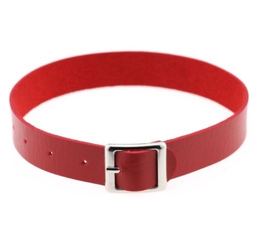 Collana choker in pelle con fibbia J3501 rosso