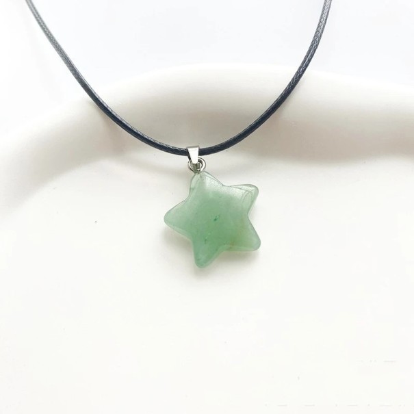 Collana con stella colorata in pietra naturale su cordino, ciondolo a forma di stella per uso quotidiano verde