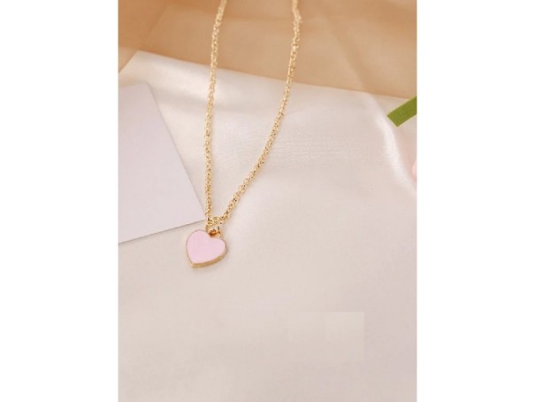 Collana da donna a forma di cuore D176 rosa