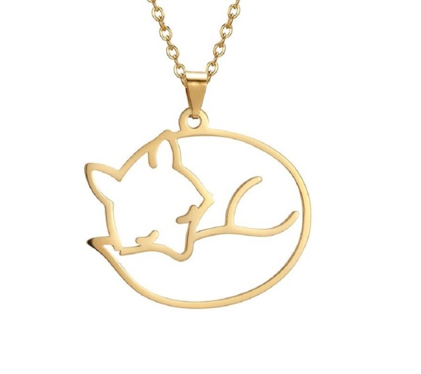 Collana da donna con ciondolo volpe oro 3