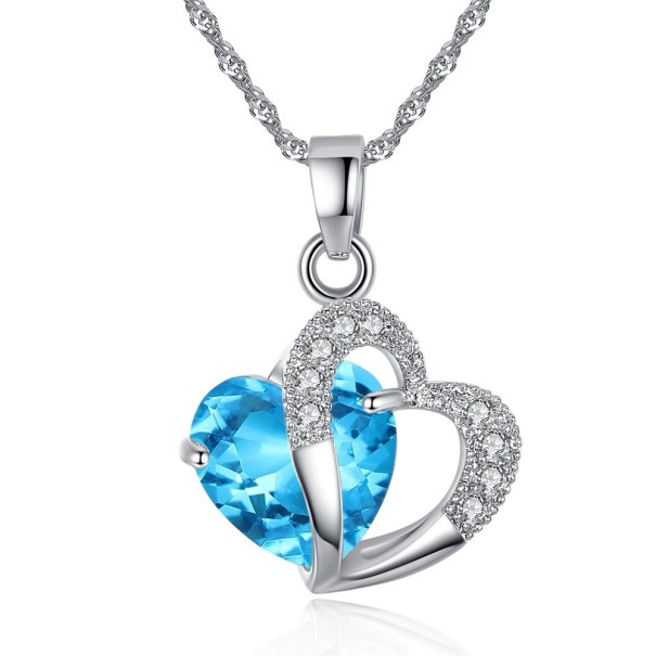 Collana da donna con cuore D138 blu