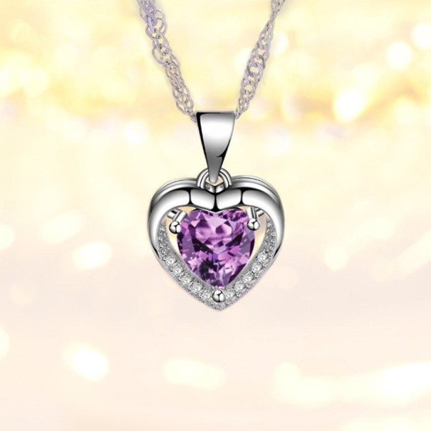 Collana da donna con cuore D419 viola