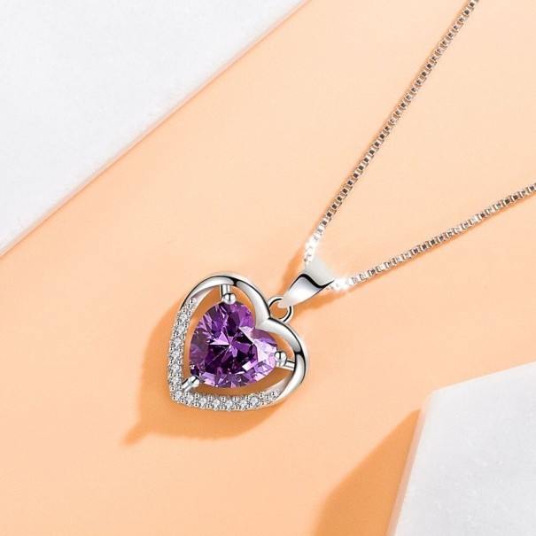 Collana da donna con cuore D566 viola