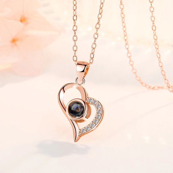 Collana da donna con cuore D688 rosa antico