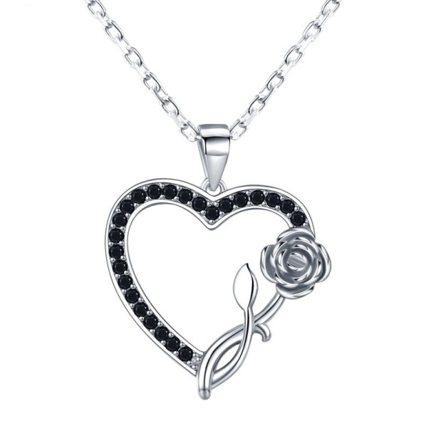 Collana da donna con cuore e rosa 1