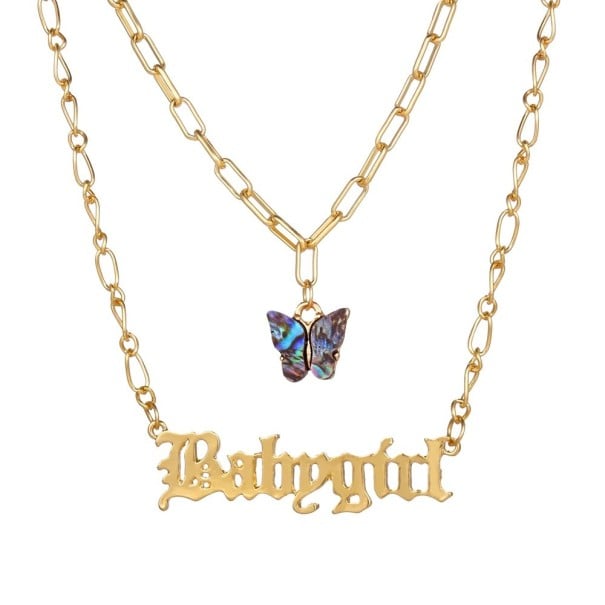Collana da donna con farfalla e scritta 3