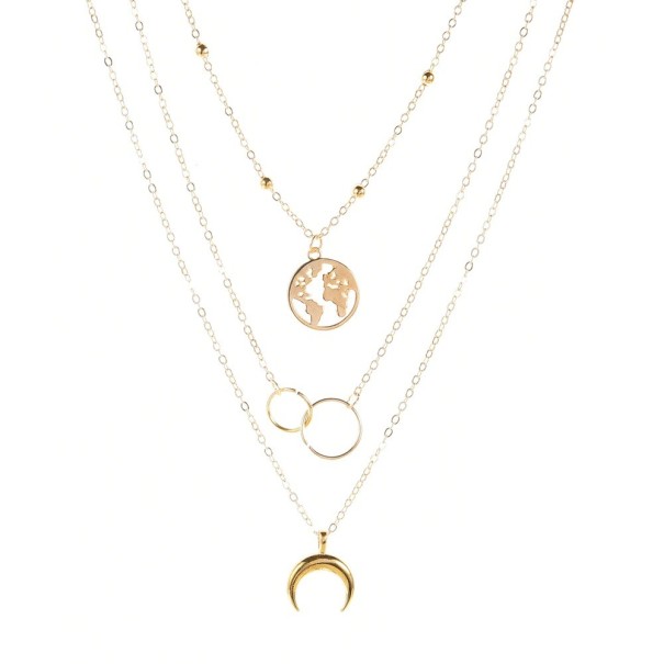Collana da donna con luna e pianeta oro