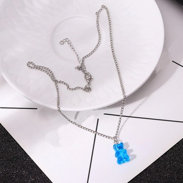 Collana da donna con orsetto G735 azzurro