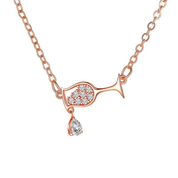 Collana da donna con pendente a forma di bicchiere rosa antico