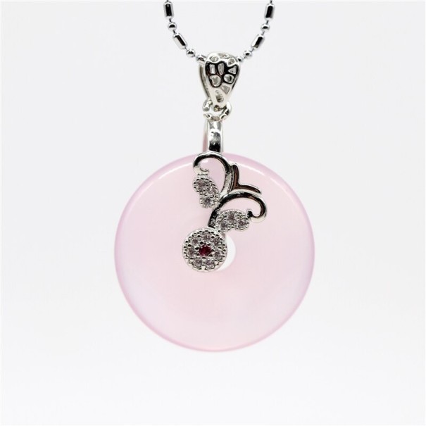 Collana da donna con pendente rotondo D508 rosa chiaro