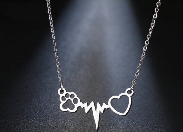 Collana da donna cuore e zampa argento