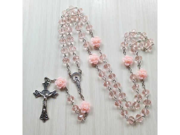 Collana da donna rosario rosa chiaro