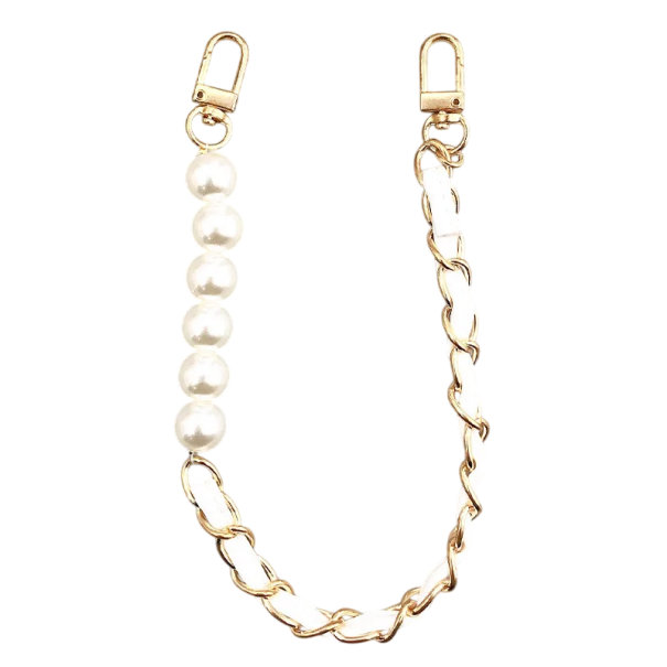Collana di perle per borsa 26 cm Imitazione perle Lega di metallo Pelle artificiale Elegante tracolla per borsa manico di ricambio accessorio moda 1