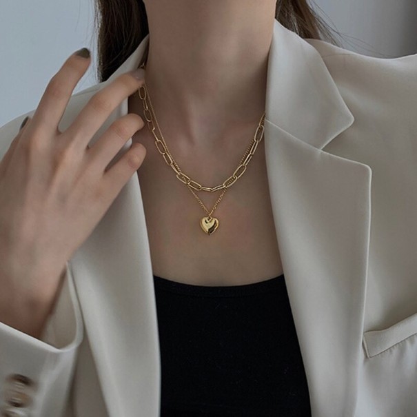 Collana Doppia da Donna a Cuore oro
