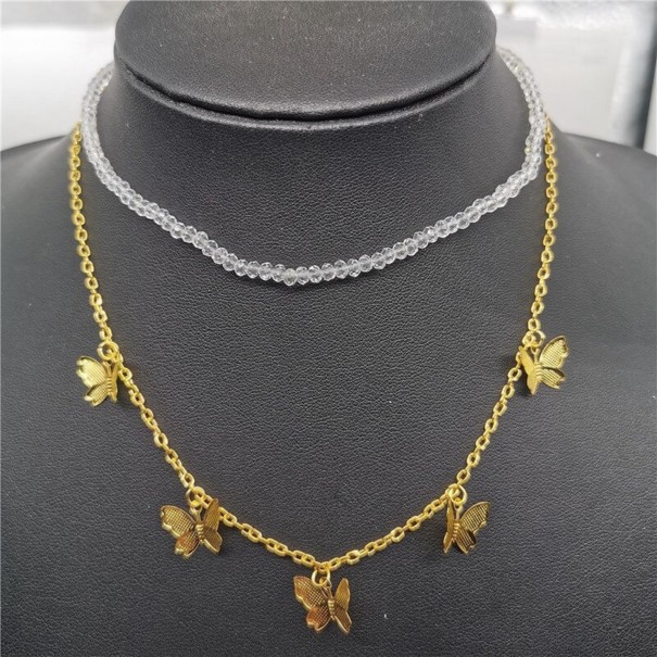 Collana doppia da donna con farfalle e perline 3