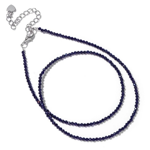 Collana in avventurina blu con perline da 2 mm lunghezza 40 cm catena regolabile blu scuro in colore argento lega di zinco per donne e uomini 1