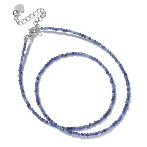 Collana in sodalite con perline da 2 mm lunghezza 40 cm catena blu regolabile in colore argento lega di zinco Per donne e uomini 1