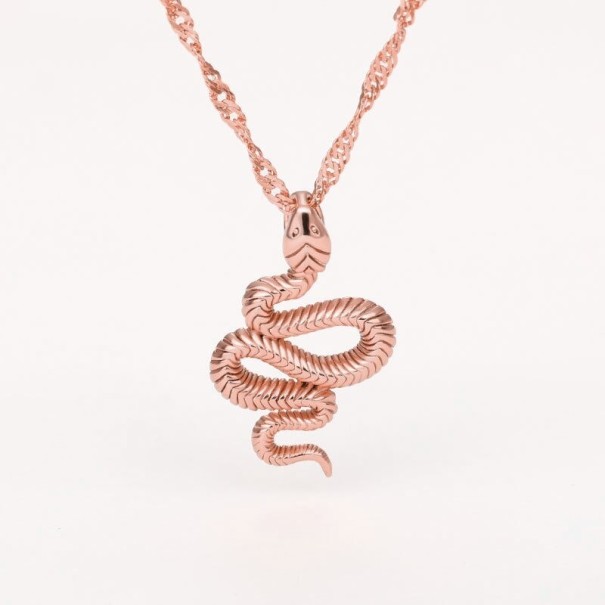 Collana intrecciata da donna con serpente rosa