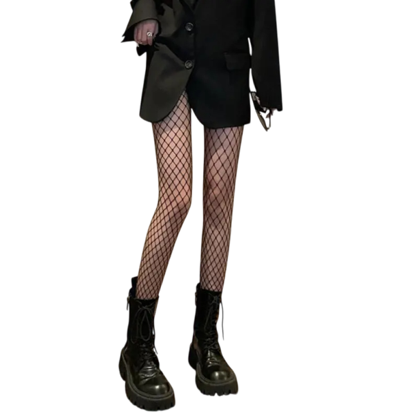 Collant neri a rete da donna con maglie di dimensioni medie Collant elasticizzati Collant sensuali a rete per la sera e per l'uso quotidiano 1