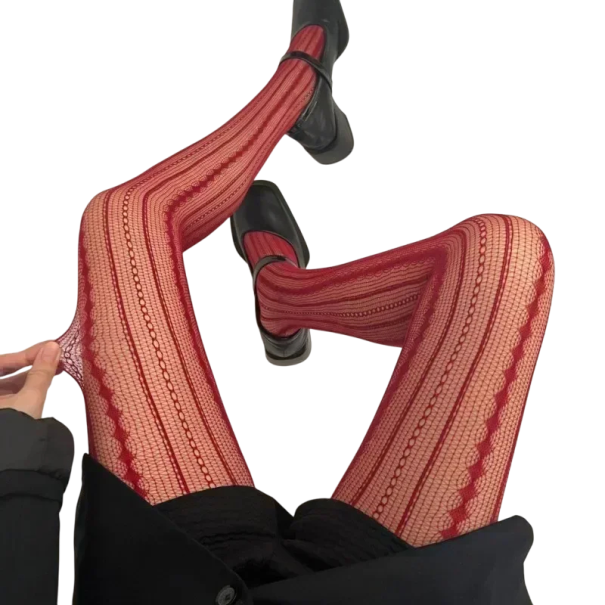 Collant trasparenti lavorati a maglia per donna Collant fini con motivo lavorato a maglia Collant trasparenti eleganti per donne rosso