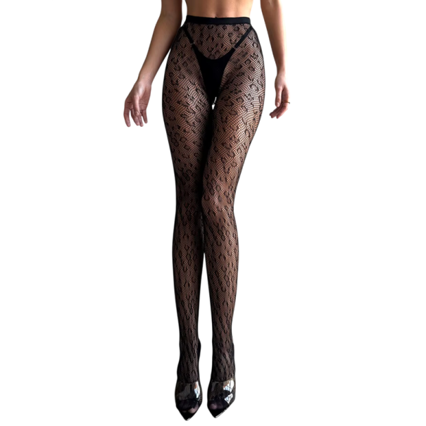 Collants fins en résille avec un petit motif répétitif taille unique en noir élastique pour un usage quotidien 1
