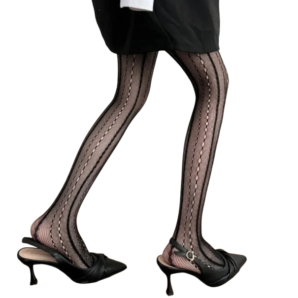 Collants transparents pour femmes avec motif décoratif Collants élégants Collants transparents à la mode avec motif décoratif noir