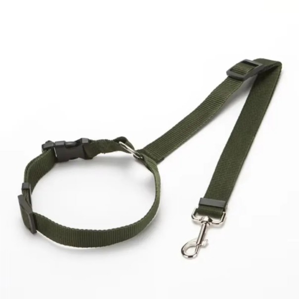 Collar ajustable y cinturón de seguridad para perros 2 en 1 Correa de nylon Protección de mascotas durante los viajes verde oscuro
