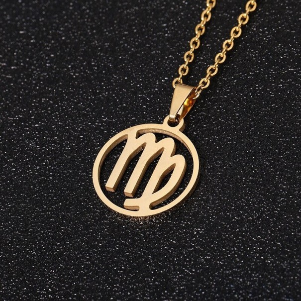 Collar colgante con el signo del zodiaco dorado 4