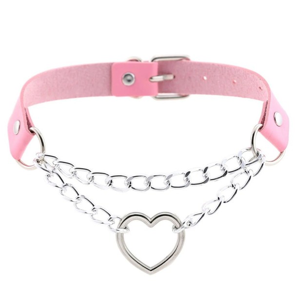 Collar combinado de mujer con corazón rosa