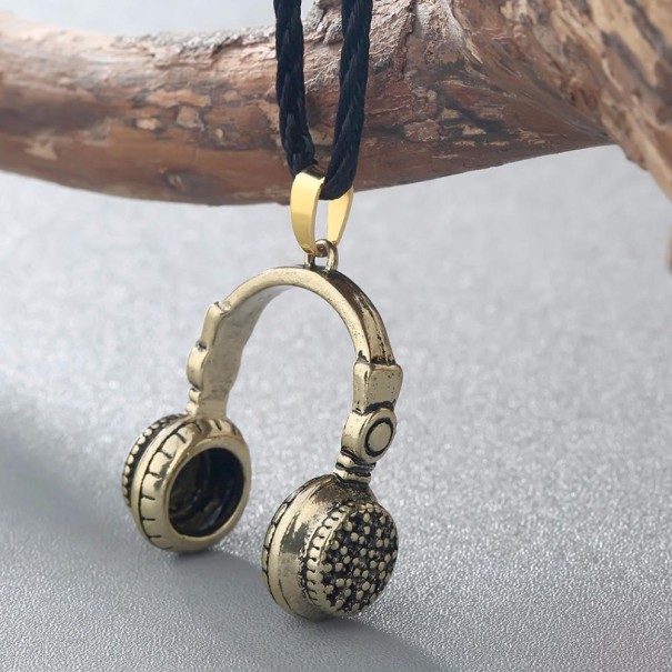 Collar con auriculares para hombre dorado