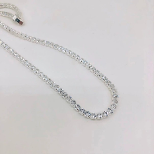 Collar con circonitas plateado 60 cm