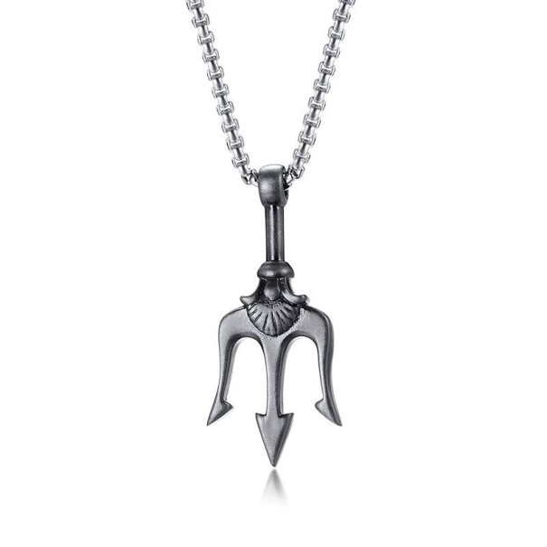 Collar con tridente de Neptuno para hombre gris