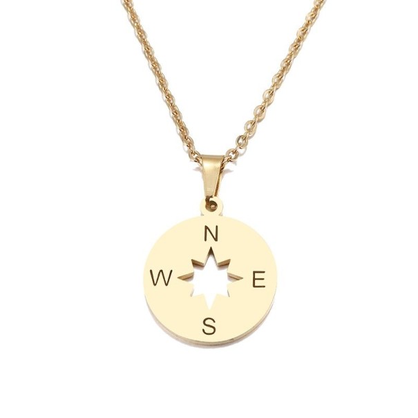 Collar de brújula para mujer D364 dorado